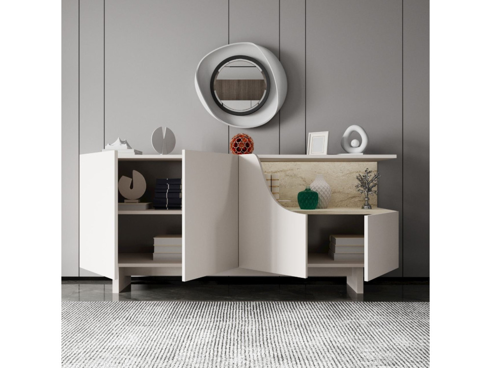 Aparador de madera «Line» - 180 x 40 x 81 cm - Beige