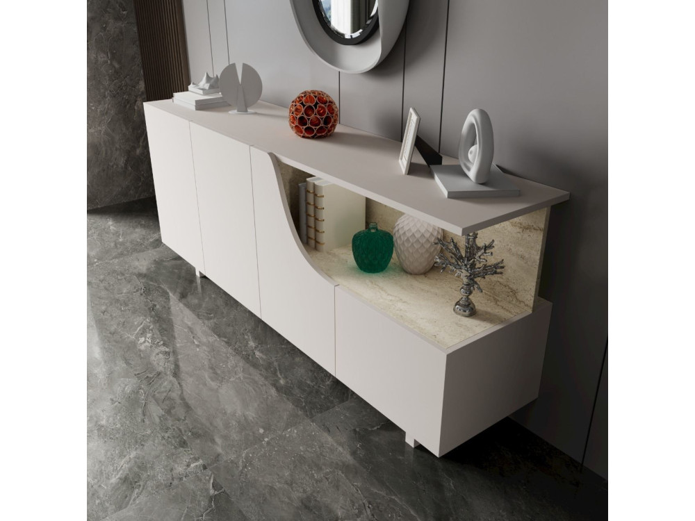 Aparador de madera «Line» - 180 x 40 x 81 cm - Beige