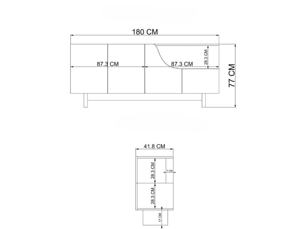 Aparador de madera «Line» - 180 x 40 x 81 cm - Beige