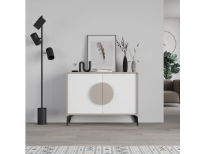 Aparador de madera "Gora" - 110 x 36 x 82 cm - Marrón moca claro 2