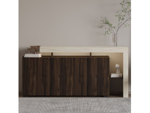 Aparador de madera "Beliz" - 170 x 35 x 80 cm - Travertino / Nogal 2