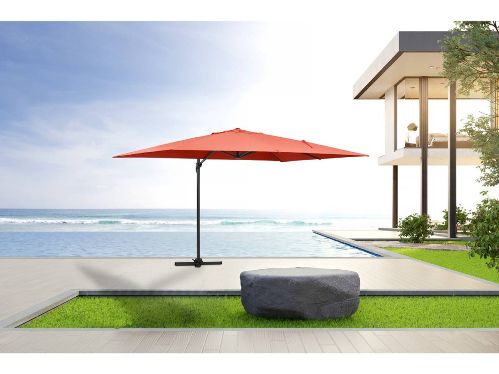 Parasol Lateral de jardín en aluminio - Sun 4- Rectangular- 3 x 4 m - Rojo - lastres incluido