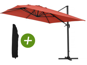 Parasol Lateral de jardín Alu “Sun 4” – Rectangular – 3 x 4 m – Rojo + funda protectora