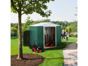 Caseta de jardín metálica "Rosas" - 2,71 m² - Verde 2