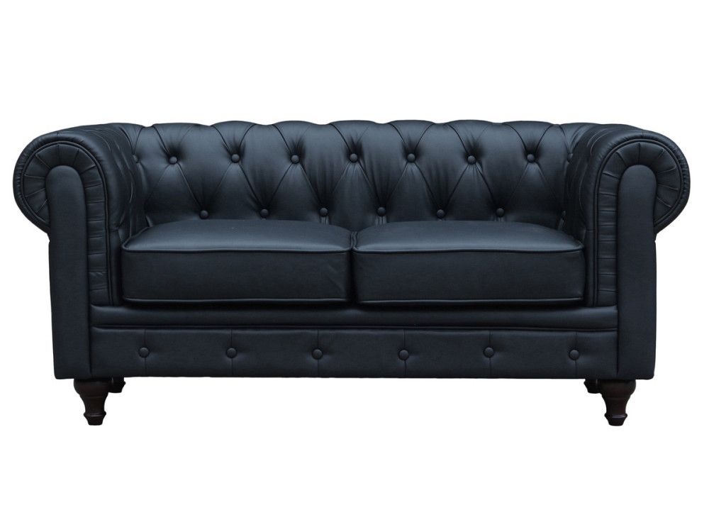 Sofá Chesterfield "Aliza"- 2 plazas - Negro