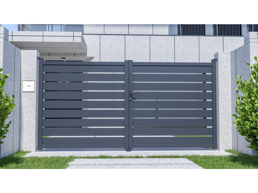 Portal de aluminio "Bastien" - 350 x 176 cm - Antracita