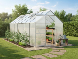 Invernadero de policarbonato "Basilic" - 8 m² - Gris 2