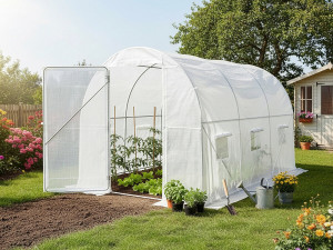 Invernadero de túnel "Mimosa" con puerta - 6 m² - 180 g - Blanco 2