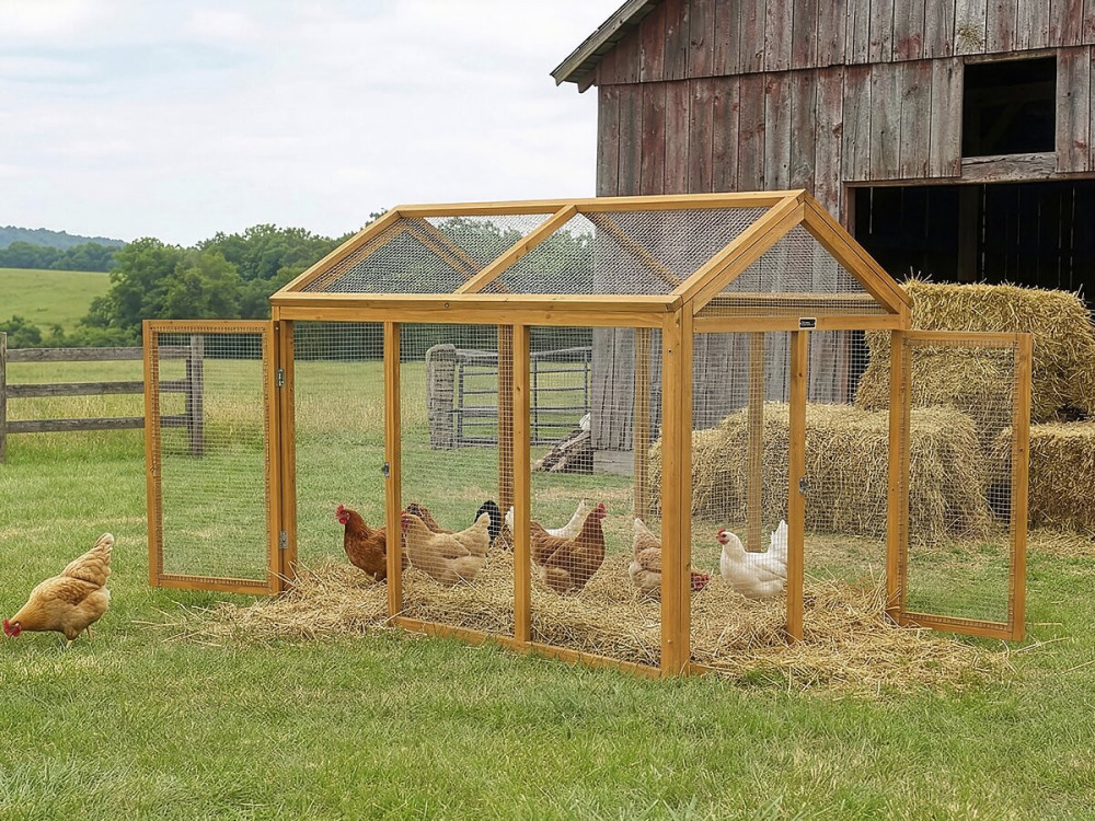 Corral extensible de madera para gallinero Coco - 6 gallinas - Marrón