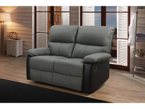 Sofá reclinable 2 plazas "Lincoln" - Negro/Gris oscuro 2