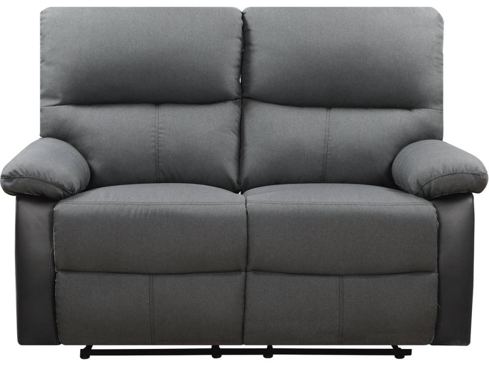 Sofá reclinable 2 plazas "Lincoln" - Negro/Gris oscuro