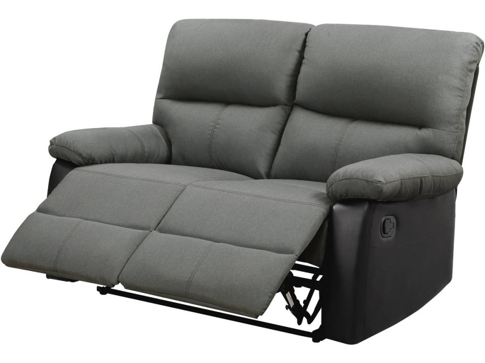 Sofá reclinable 2 plazas "Lincoln" - Negro/Gris oscuro