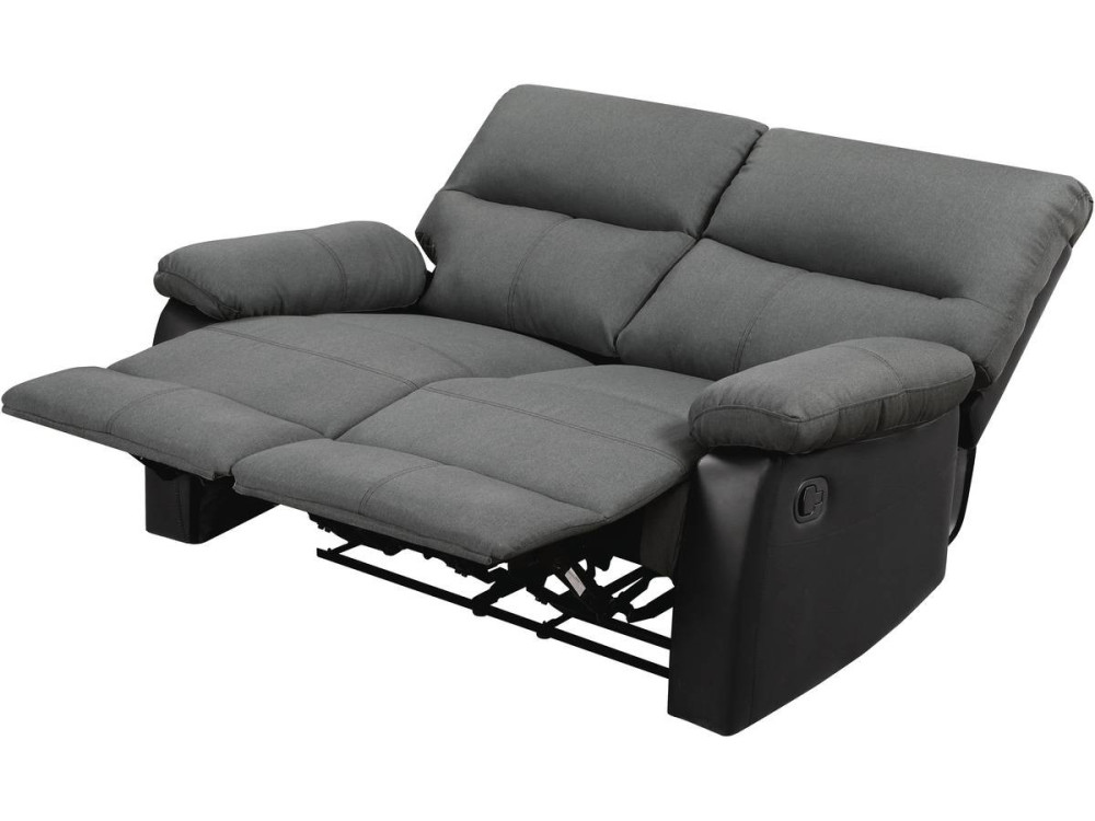 Sofá reclinable 2 plazas "Lincoln" - Negro/Gris oscuro