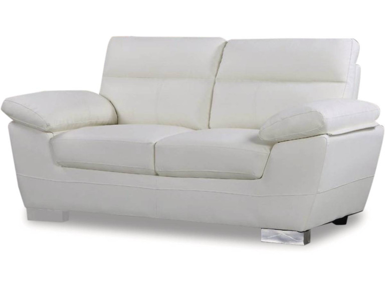 Sofá cuero reconstituido/PVC "Dallas" - 2 plazas - Blanco