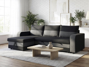 Sofá esquinero de tela reversible/convertible "Victor" - 3 plazas - Negro 2