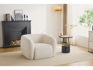 Sillón de tela bouclé "Washington" - Blanco 2