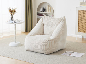 Puf de pana "Medellin" - Beige - 85 x 85 x 72 cm 2