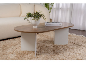 Mesa de centro de madera "Sable" - 60 x 119 x 40 cm - Nogal Blanco 2