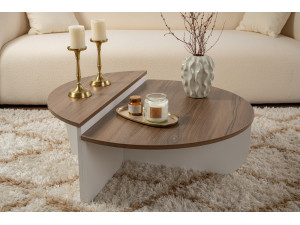 Mesa baja de madera "Orion" 90 x 60 x 30 cm - Nogal 2
