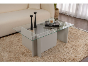 Mesa baja de cristal "Vetrino" 105 x 65 x 40 cm - Gris 2