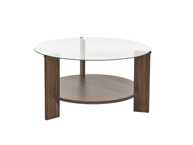 Mesa baja de madera "Clara" - 75 x 75 x 40 cm - NogalTransparente
