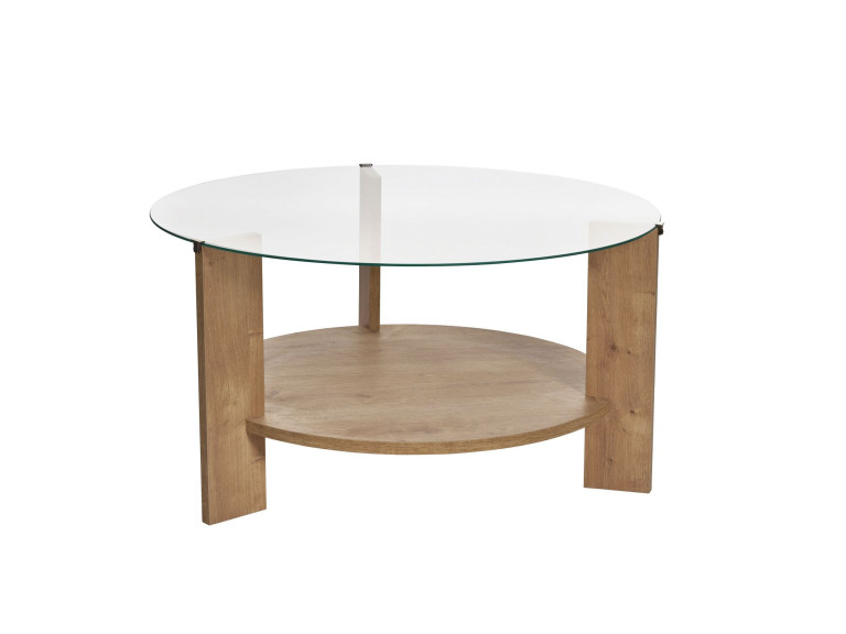 Mesa baja de madera "Clara" - 75 x 75 x 40 cm - SaphirRoble transparente