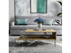 Mesa baja de madera "Loira" - 100 x 50 x 40 cm - Marrón 2