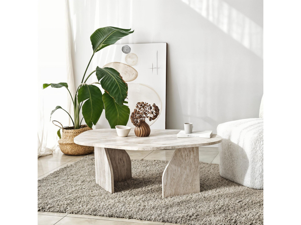 Mesa baja de madera "Rock" 100 x 60 x 35 cm - Travertino