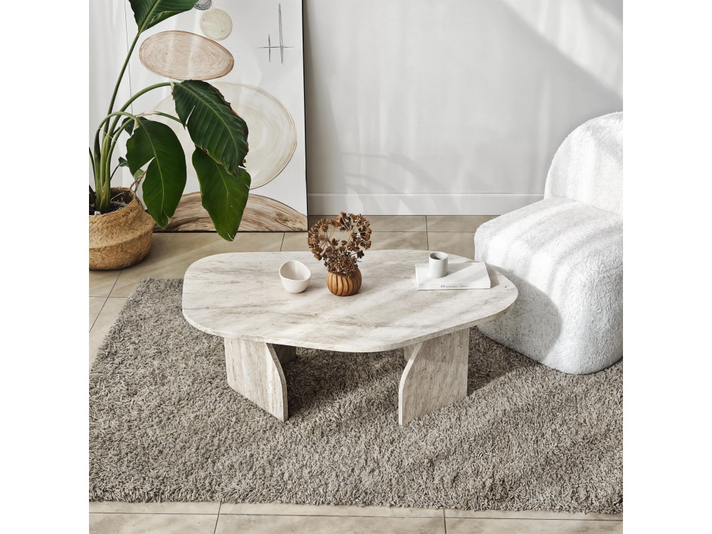 Mesa baja de madera "Rock" 100 x 60 x 35 cm - Travertino