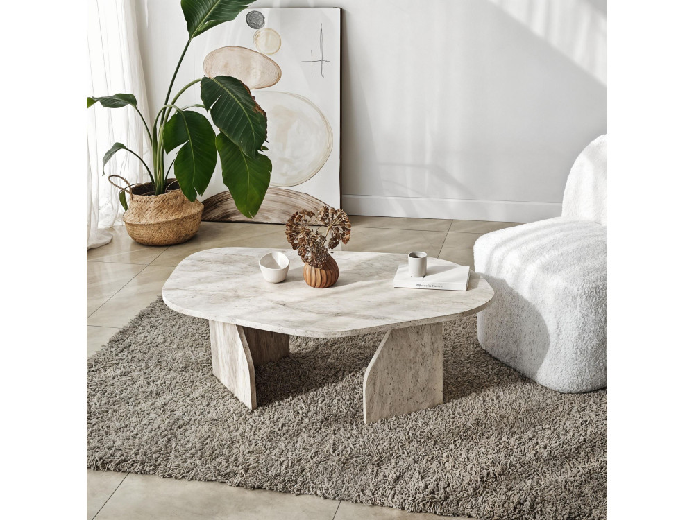 Mesa baja de madera "Rock" 100 x 60 x 35 cm - Travertino