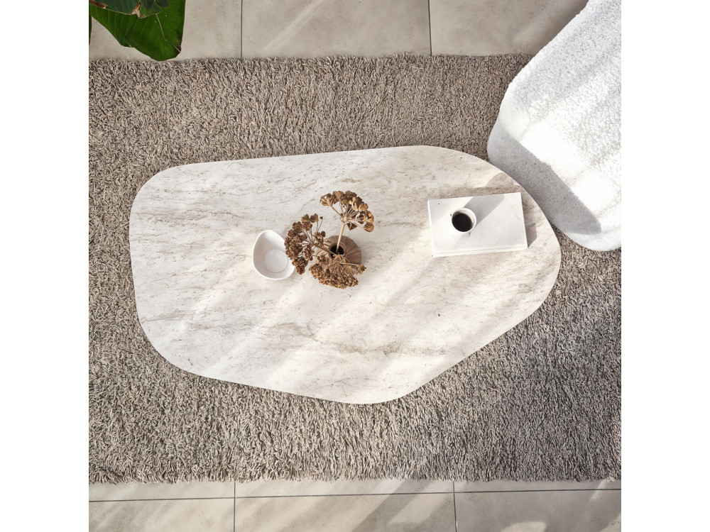 Mesa baja de madera "Rock" 100 x 60 x 35 cm - Travertino