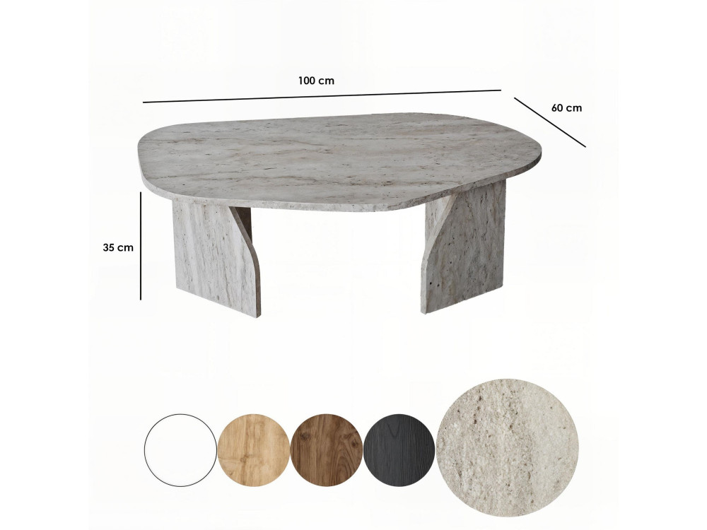 Mesa baja de madera "Rock" 100 x 60 x 35 cm - Travertino