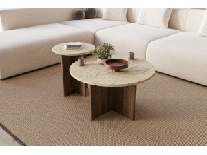 Juego de mesa baja de madera "Private" 70 x 70 x 40 cm - Travertino 2