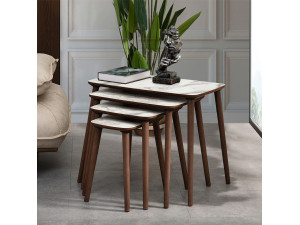 Mesa nido de madera "Luci" 4 piezas 70 x 40 x 55 cm - Blanco 2