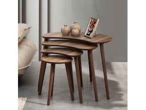 Mesa nido de madera "Moon" (4 piezas) 40 x 75 x 55 cm - Nogal 2