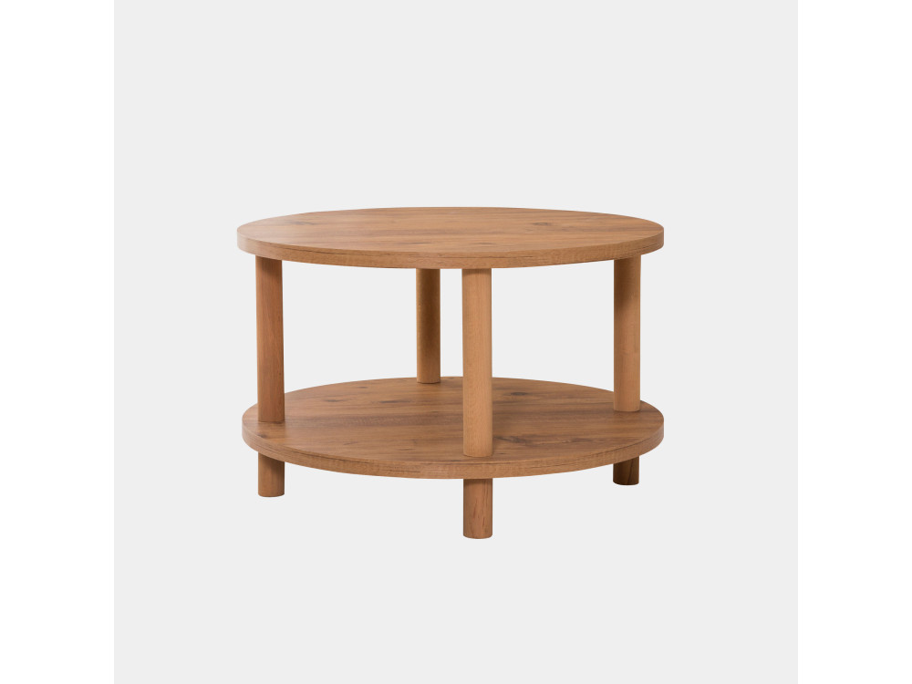 Mesa baja redonda de madera "Roby" - 70 x 70 x 43 cm - Marrón