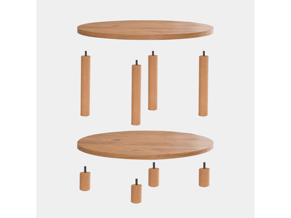 Mesa baja redonda de madera "Roby" - 70 x 70 x 43 cm - Marrón