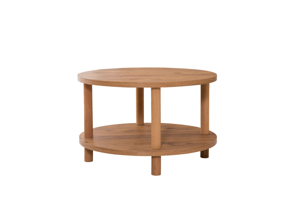Mesa baja redonda de madera "Roby" - 70 x 70 x 43 cm - Marrón