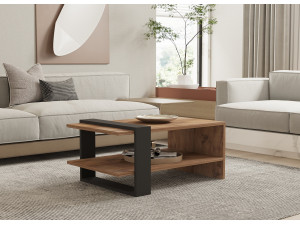 Mesa baja de madera "Ova" - 80 x 55 x 35 cm - Marrón 2