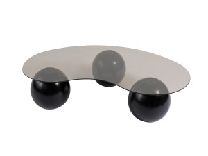 Mesa baja de cristal "Sphere" - 120 x 70 x 30 cm - Negro