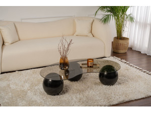 Mesa baja de cristal "Sphere" - 120 x 70 x 30 cm - Negro 2
