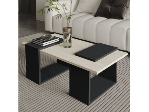 Mesa baja de madera "Matris" - 90 x 46 x 37 cm - Gris antracita 2