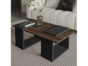 Mesa baja de madera "Matris" - 90 x 46 x 37 cm - Marrón 2