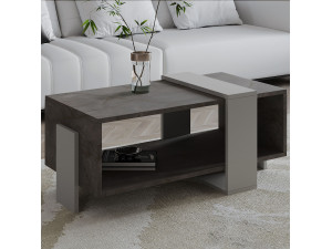 Mesa baja de madera "Meleni" - 90 x 49 x 40 cm - Gris 2
