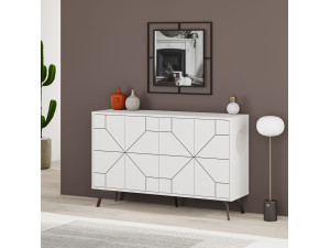 Aparador de madera "Dune" - 123 x 35 x 62 cm - Blanco 2