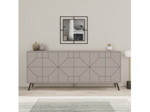 Aparador de madera "Dune" - 184 x 35 x 77 cm - Marrón moca claro 2