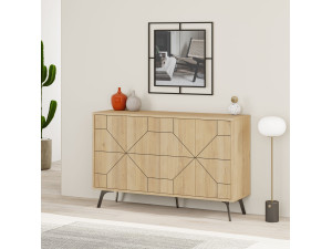 Aparador de madera "Dune" - 123 x 35 x 62 cm - Beige 2