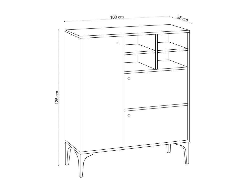 Aparador de madera "Ewa" - 100 x 35 x 125 cm - Roble zafiro