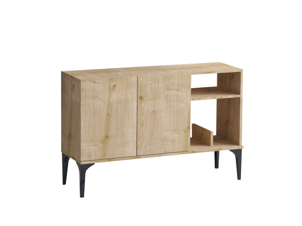 Aparador de madera "Oscar" - 120 x 40 x 80 cm - Roble Zafiro Negro