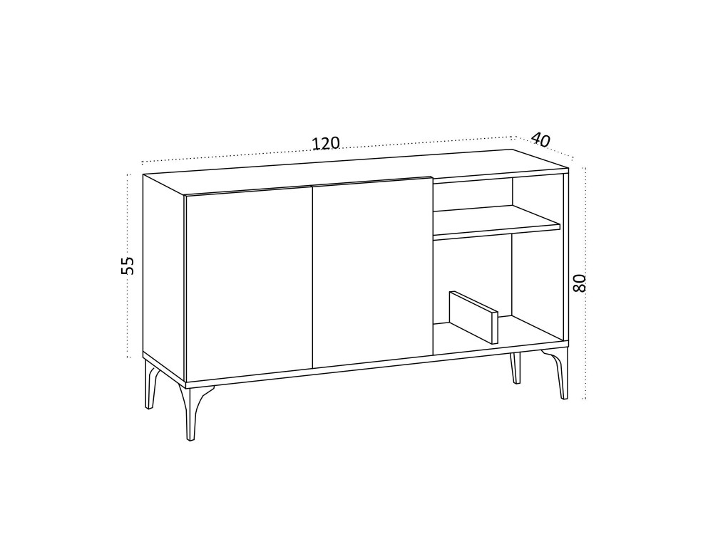 Aparador de madera "Oscar" - 120 x 40 x 80 cm - Roble Zafiro Negro